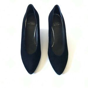 Stuart Weitzman Choke Up Wedges Shoes Womens 6 Black Suede Pointed Toe Shoes